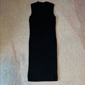 Lulu's Charcoal Gray Sweater Ribbed Midi Dress, NWOT
